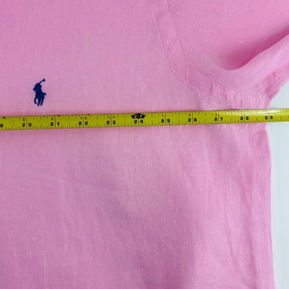 Polo Ralph Lauren Mens 1XB Pink 100% Linen Short Sleeve Untucked Fit Shirt - Picture 8 of 9